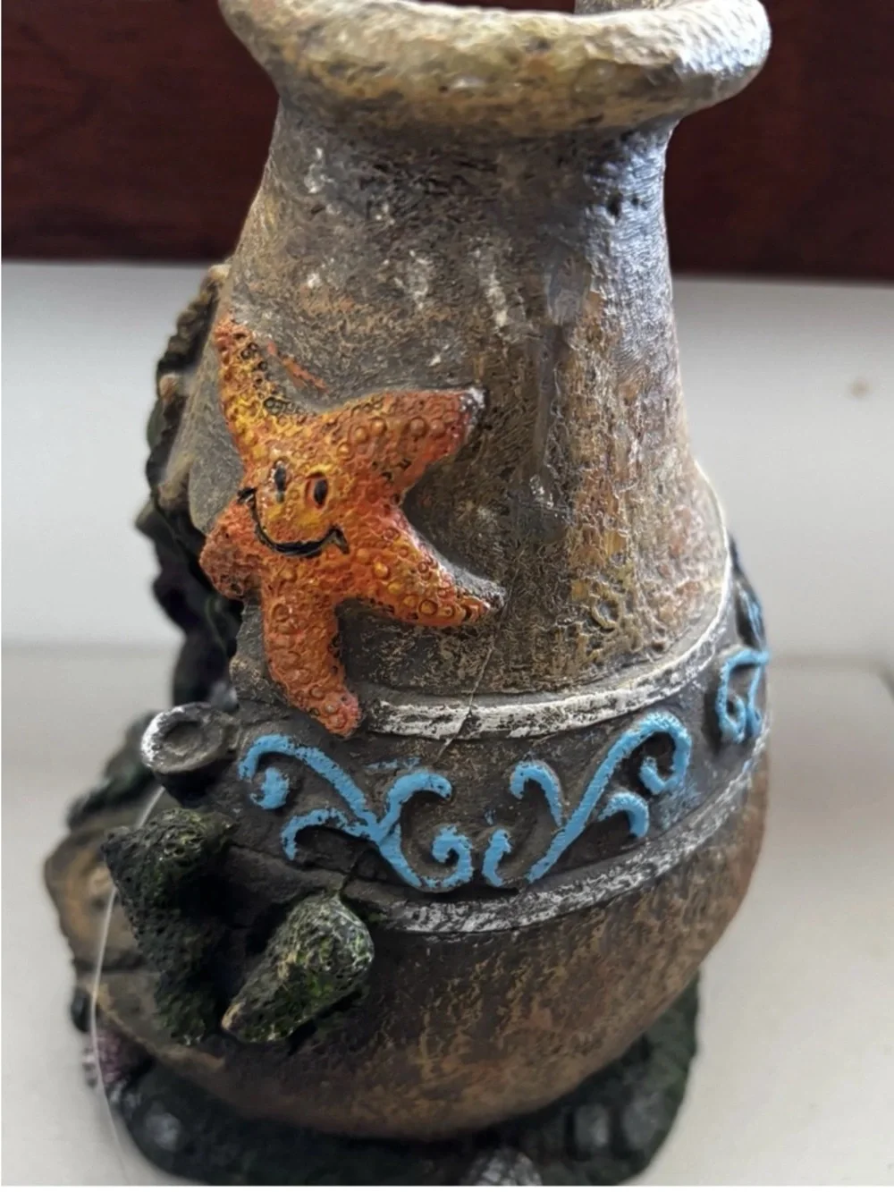 Aquarium Starfish Shipwreck Ornament - Orange/Gray